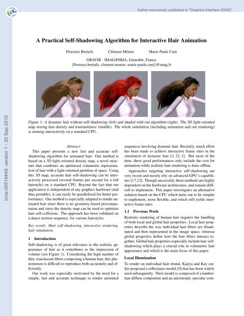 A Practical Self-Shadowing Algorithm for Interactive Hair Animation
