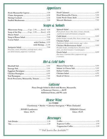 Lunch Menu - Amici - St. Augustine, Florida