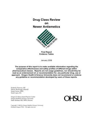 Drug Class Review on Newer Antiemetics - Giving to OHSU