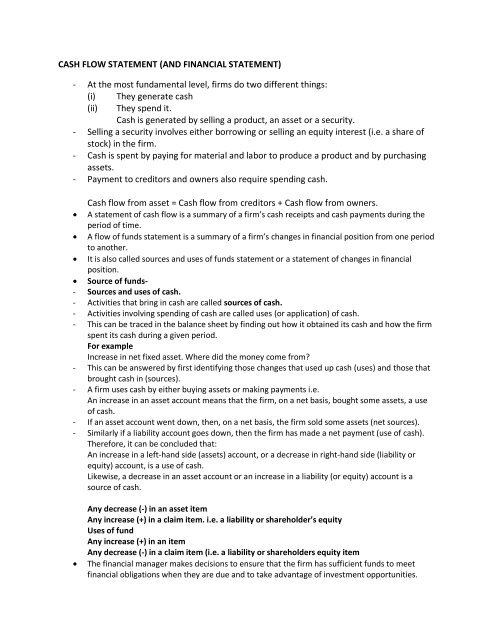 Cash Flow Statement And Financial Uuooidata Org