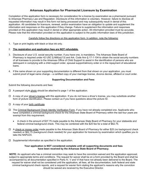 License by Examination - Arkansas State Board of Pharmacy