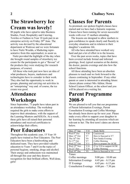 Challney News July 2008 - Challney High School for Girls