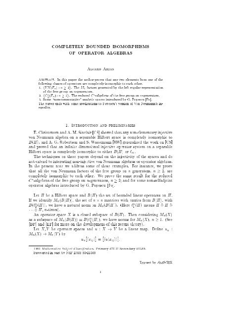 Completely bounded isomorphisms of operator algebras