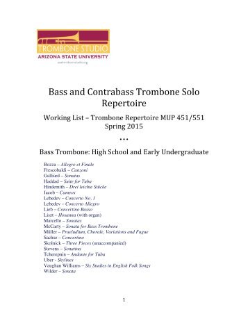 Bass Trombone Solo Repertoire â selected list