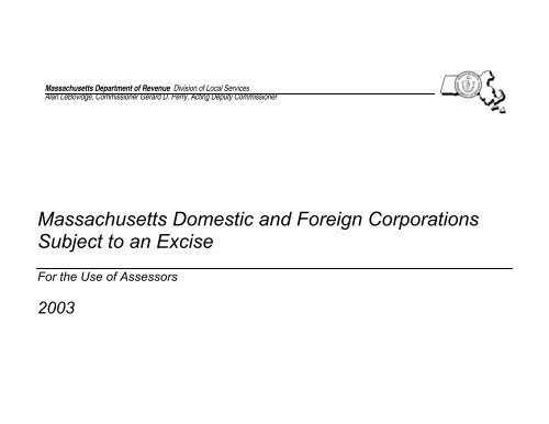 Massachusetts Domestic and Foreign Corporations ... - Mass.Gov