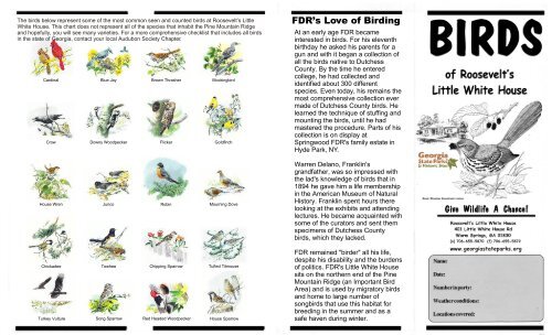 Bird Watching Checklist - Georgia State Parks