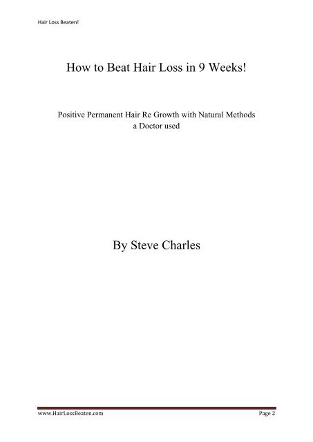 An Inside View of the 6-Month online Treatment ... - Stop Hair Loss