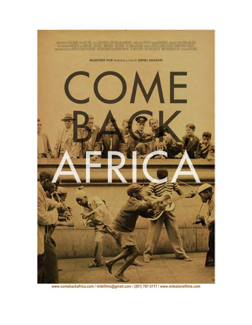 Come Back Africa Press Kit - Get a Free Blog