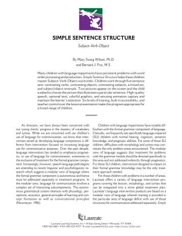 Simple Sentence Structure - Laureate Learning Systems