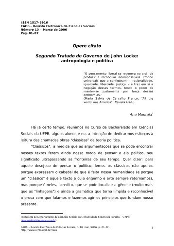 Opere citato Segundo Tratado de Governo de John Locke ... - CCHLA