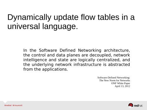 Network Virtualization & Software-defined ... - Red Hat Summit