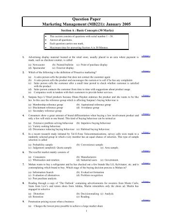 Marketing management papers