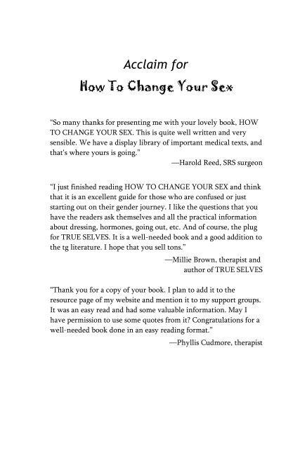 How To Change Your Sex: A Lighthearted Look at the ... - Lannie Rose