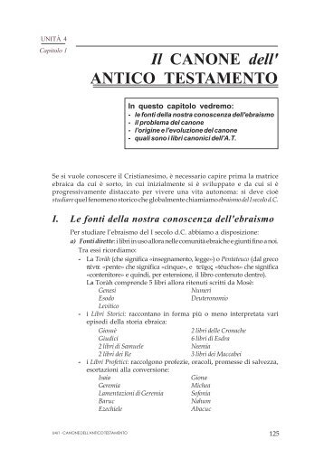 Il CANONE dell' ANTICO TESTAMENTO - Didaskaleion