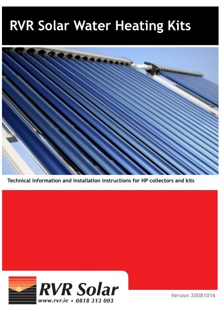 Installation Instructions – RVR Solar Water Heating Kits - RVR.ie