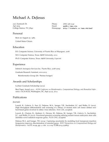 Curriculum Vitae - TAMU Computer Science Student Pages - Texas ...