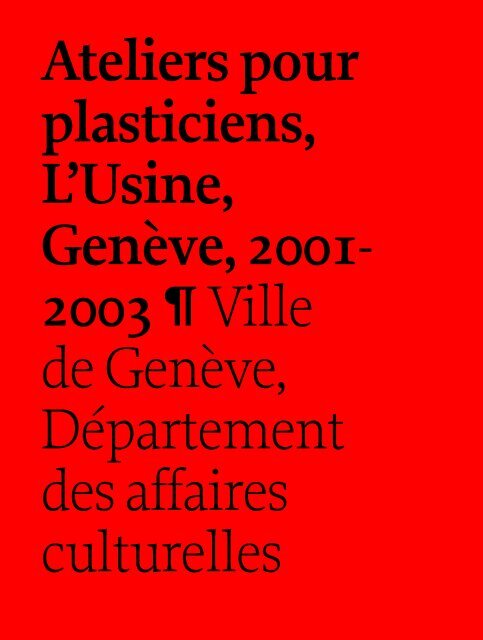 Cahier de L'Usine ok - Ville de Genève