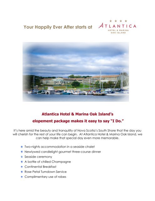 Atlantica Hotel & Marina Oak Island Elopement Package