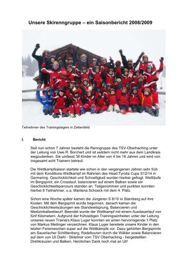 Unsere Skirenngruppe â ein Saisonbericht 2008/2009