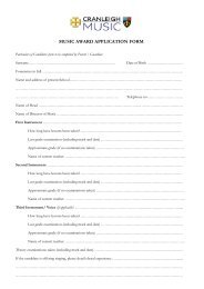 Music Award application form (pdf) - Cranleigh School