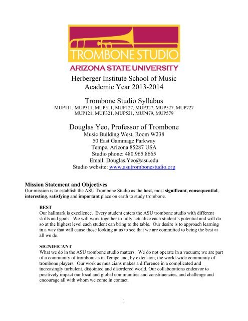 ASU Trombone Studio Syllabus, Fall 2013 - Arizona State University ...