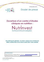 Les études cliniques en nutrition - Institut Pasteur de Lille