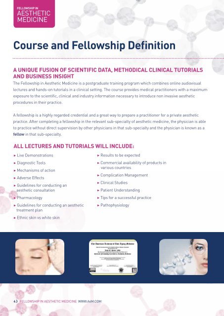 fellowship certification in aesthetic medicine (fam) - American ...