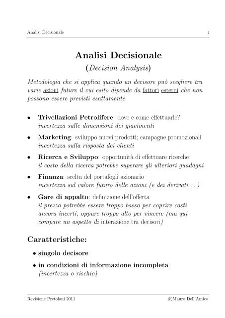 Analisi Decisionale