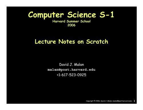 Harvard Scratch Intro Notes (PDF) - Department of Computer Science