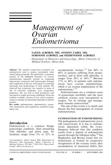 Management of Ovarian Endometrioma - Nursing Center