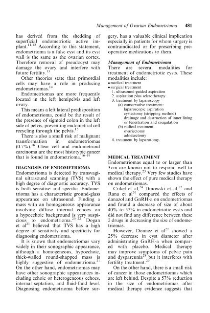 Management of Ovarian Endometrioma - Nursing Center