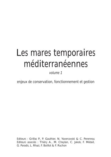 Les mares temporaires mÃ©diterranÃ©ennes Volume 1