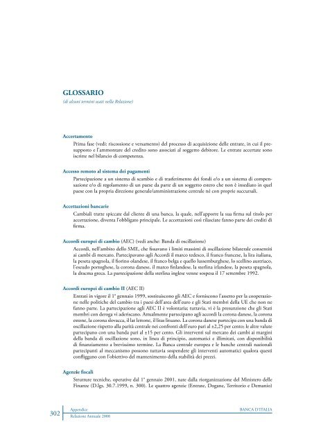 GlOSSariO - Banca d'Italia