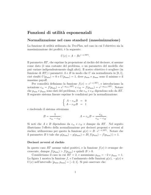 Funzioni di utilit`a esponenziali