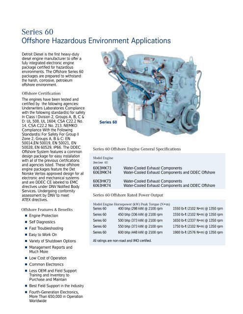 Diesel Engine Series 50 and 60 for Petroleum Applications