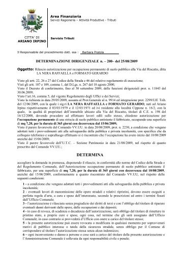 DETERMINA - Comune di Ariano Irpino