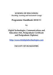 DTCE Programme Handbook 2010-11 - MA: Digital Technologies ...