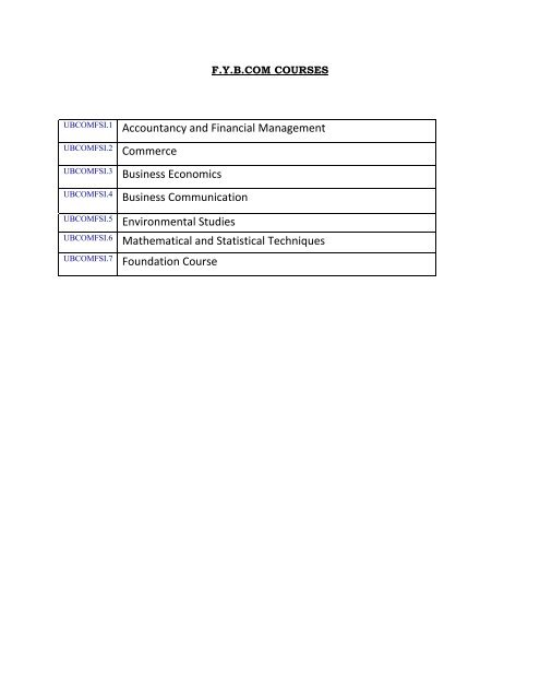 Revised Syllabus And Question Paper Pattern - University of Mumbai