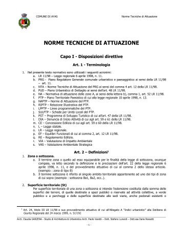 NORME TECNICHE DI ATTUAZIONE - Comune di Ayas