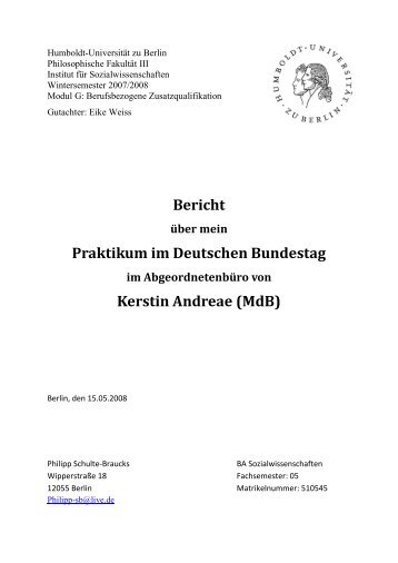 Bericht Praktikum im Deutschen Bundestag Kerstin Andreae (MdB)