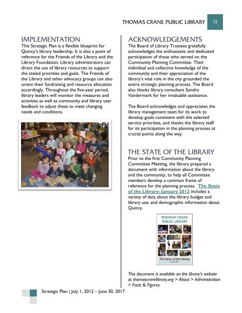 Strategic Plan - Thomas Crane Public Library