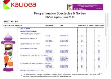 Programmation Spectacles & Sorties - Kalidea