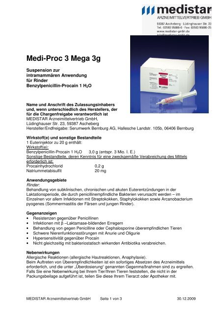 Medi-Proc 3 Mega 3 g - MEDISTAR Arzneimittelvertrieb GmbH