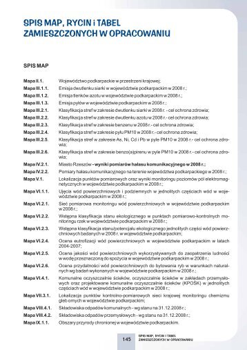 SPIS MAP, RYCIN i TABEL ZAMIESZCZONYCH W OPRACOWANIU