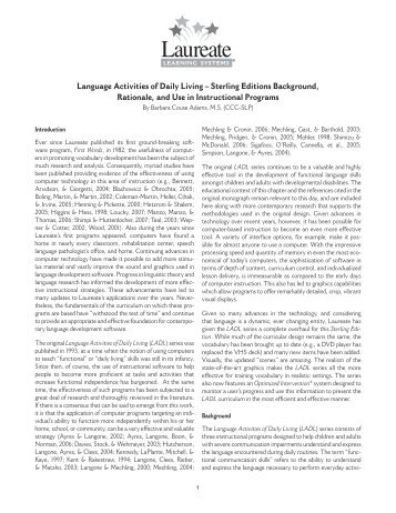 Language Activities of Daily Living - Laureate Learning Systems