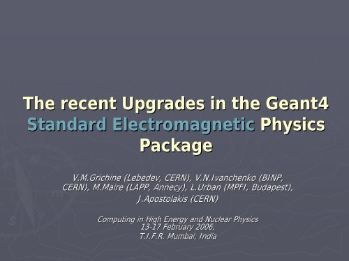 HADI: Development of components of the Geant4 toolkit for ... - CERN