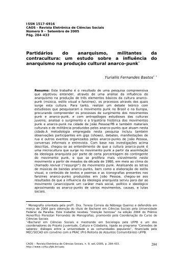 PartidÃ¡rios do anarquismo, militantes da contracultura - CCHLA