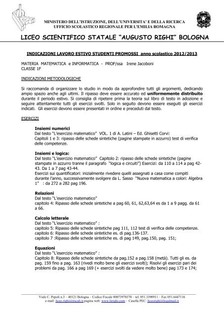 Matematica_IF_Promossi - Liceo Scientifico Augusto Righi