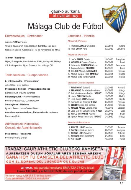 boletÃ­n (pdf) - Athletic Club