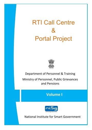 RTI Call Centre & Portal Project - Right to Information Act